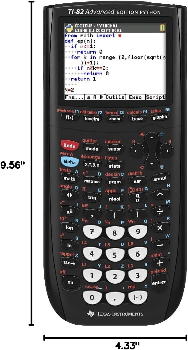 Texas Instruments TI-82 Advanced Edition Python Graphic Calculator, Black