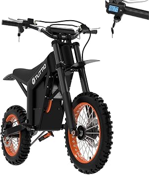 Tuttio Soleil01-BF Electric Dirt Bike with Throttle - 2000W 21AH 37MPH 14"/12" Motorcycle, 3-Speed Modes Electric Mini Bike, Off-Road Ebike, 18-43 Miles Range Outdoor Ebikes for Adults & Teens