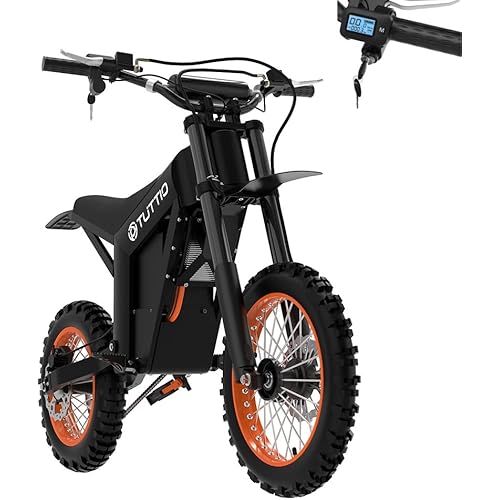 Tuttio Soleil01-BF Electric Dirt Bike with Throttle - 2000W 21AH 37MPH 14"/12" Motorcycle, 3-Speed Modes Electric Mini Bike, Off-Road Ebike, 18-43 Miles Range Outdoor Ebikes for Adults & Teens
