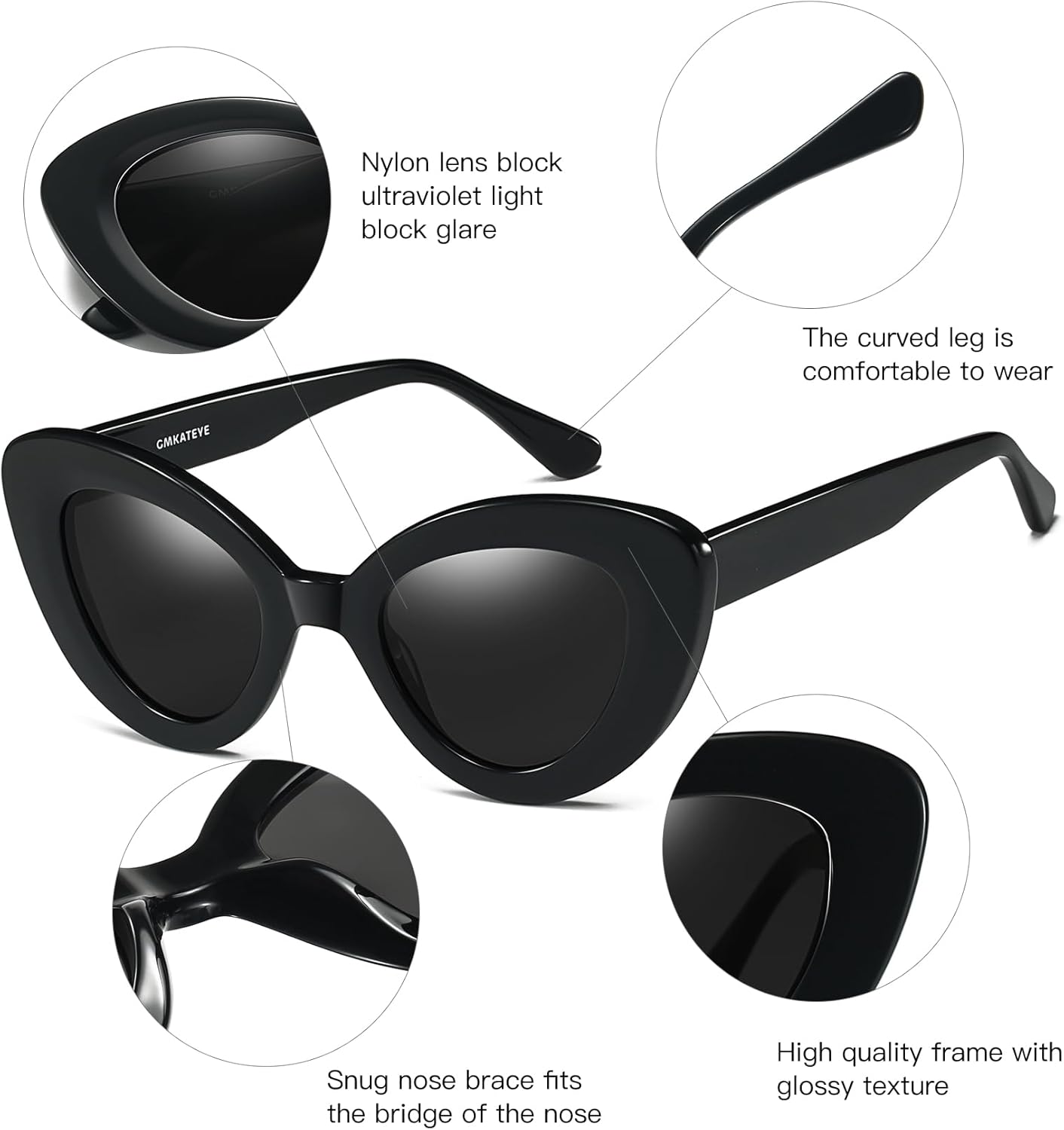 Cat Eye Sunglasses for Women, Trendy Retro UV Protection Sunglass, Stylish Vintage Cute Shades - Image 5