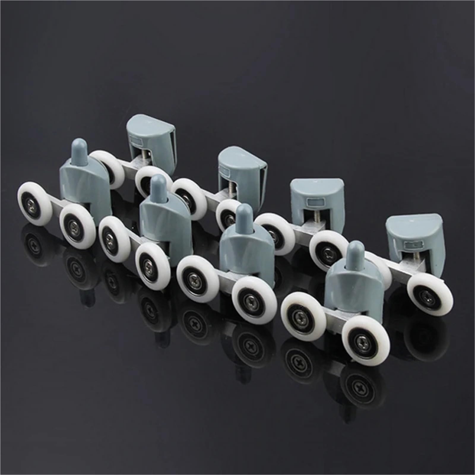 Doppelte Duschtürrolle aus Zinklegierung, Läufer/Riemenscheiben/Rollen/Räder, Lagerdurchmesser 19 mm/20 mm/23,0 mm/25 mm/27 mm Für Schiebetüren(Gray-4Sets,27mm)