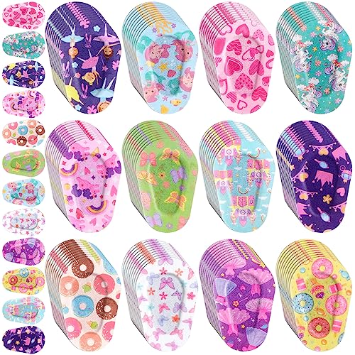 60 Pcs Adhesive Kids Eye Patches for Girls Toddler Eye Patches Bulk Breathable Material Light Blocking Cotton Colorful and Fun Designs Adhesive Bandages for Girls 12 Styles
