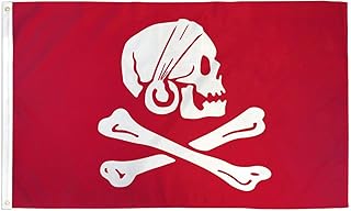 Henry Avery Red Pirate Flag Jolly Roger Skull Crossbones Banner Ship 3x5 Foot