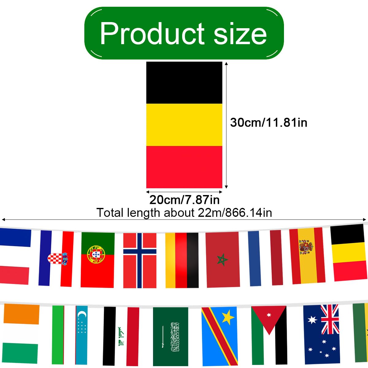 Guirnalda de Banderas wm 2026, 22m Wm Banderas de Guirnalda, Banderas de 48 países, Ideal para Interior y Exterior, Jardín Bar Restaurante Club (1 Pcs(20x30))