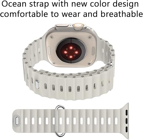 Miniatura 3 de Correa deportiva de silicona Ocean de repuesto compatible con Apple Watch iWatch Ultra Series 8 7 6 5 4 3 2 1 SE 1.929 in 1.772 in 1.732 in 1.654 in