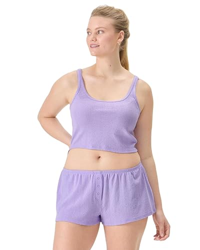florence by mills Women's Cozy Crush Pointelle Easy Tank - Medium - Millie Lavender
