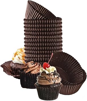 Green Direct Cupcake Liners - Standard Size Cupcake Wrappers to use for Pans or carrier or on stand - Paper Baking Cups, Brown, Pack of 500