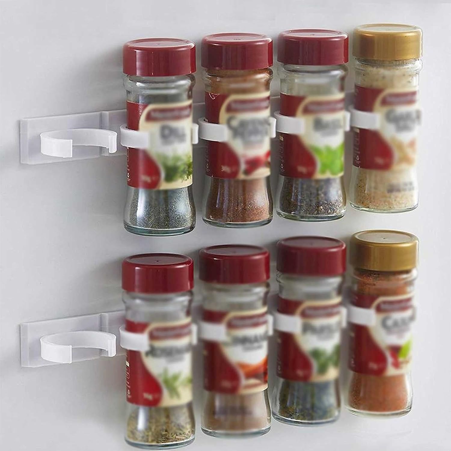 Storage Containers Kitchen Spice Storage Rack Wall Mount Ingredient Spice Bottle Rack Plastic Clip Shelf Cabinet Door Hooks Jars Spice Holder Tools