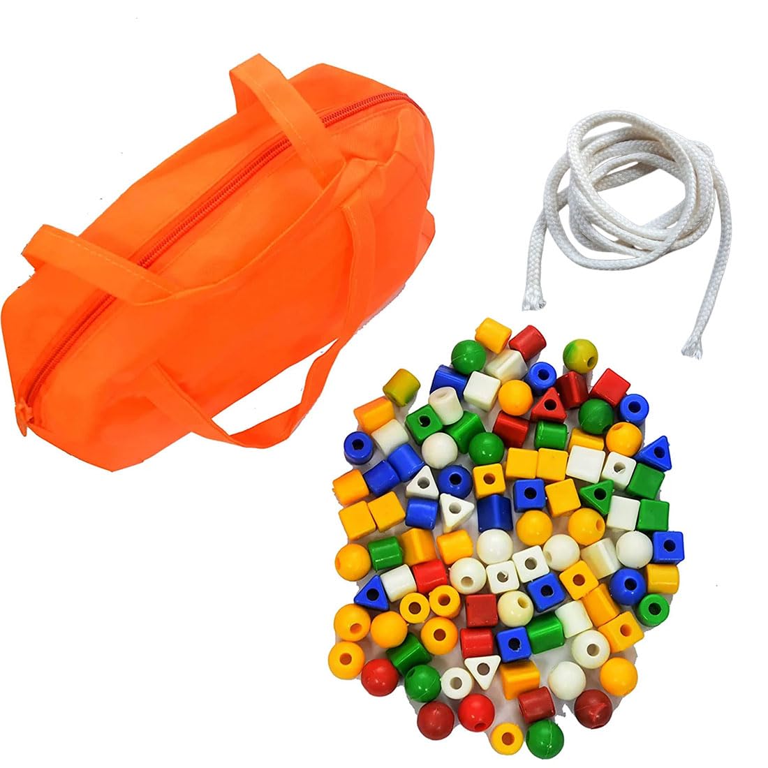 KidsClue 3D Counting Beads Toy with Thread Multi Colour and Small Shapes Like Circle, Square, Triangle for Kids. Age 3+ (100 Beads) (B0BR9XF14T) Amazon Price History, Amazon Price Tracker