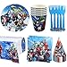 BESTZY Decoration d'anniversaire Avengers, Super-héros Anniversaire Assemblez Vaisselle Assiettes Assiettes Tasses Serviettes Nappe Bannière Décoration de Gâteau -8 Invités