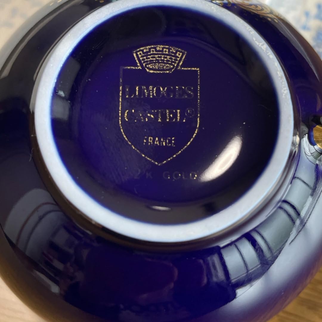 LIMOGES CASTEL 22K金彩 コバルト カップ&ソーサー ペアセット LIMOGES