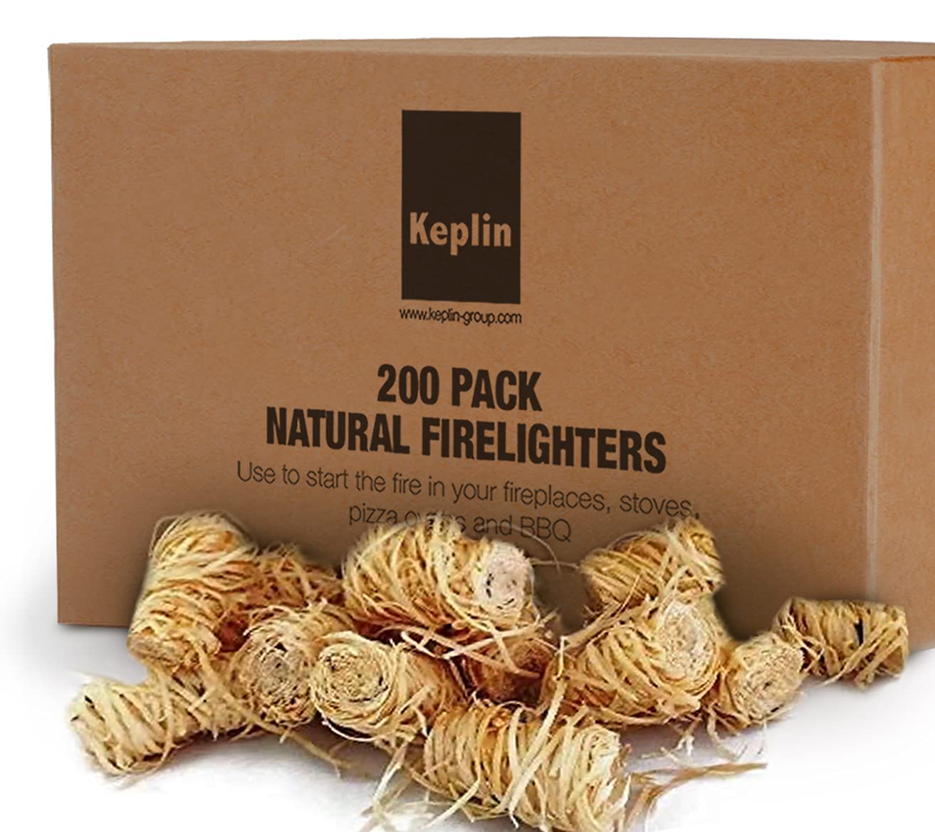 Buy KEPLIN Natural Firelighters 200 Pack Eco Friendly Wood