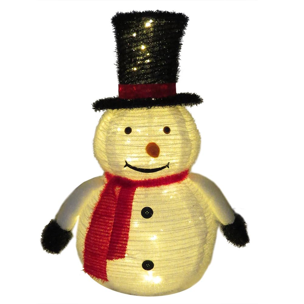 Gartenpirat Beleuchteter Schneemann 75 cm hoch 60 LED warmweiß Timer Lichterfigur Weihnachtsdekoration