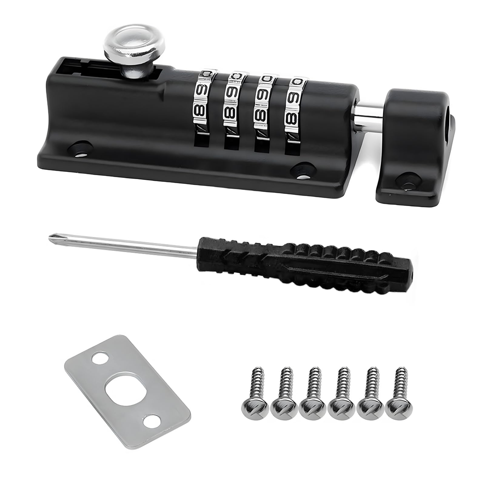 1 Pack 120mm Combination Bolt Lock, 4 Digit Zinc Alloy Locking Latch, Weatherproof Security Gate Lock for Shed Garage Fence and Garden Door