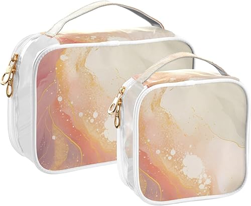 Miniatura 2 de Watercolor Yellow Marble Clear Toiletry Bag for Traveling,2 Pack Makeup Cosmetic Bag with Zipper,Travel Bag for Toiletries,Travel Essentials 21215131