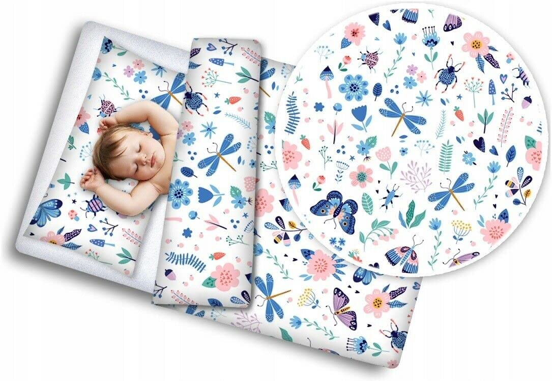 2pc Baby Bedding 135x100cm Pillowcase Duvet Cover 100% Cotton On The Meadow