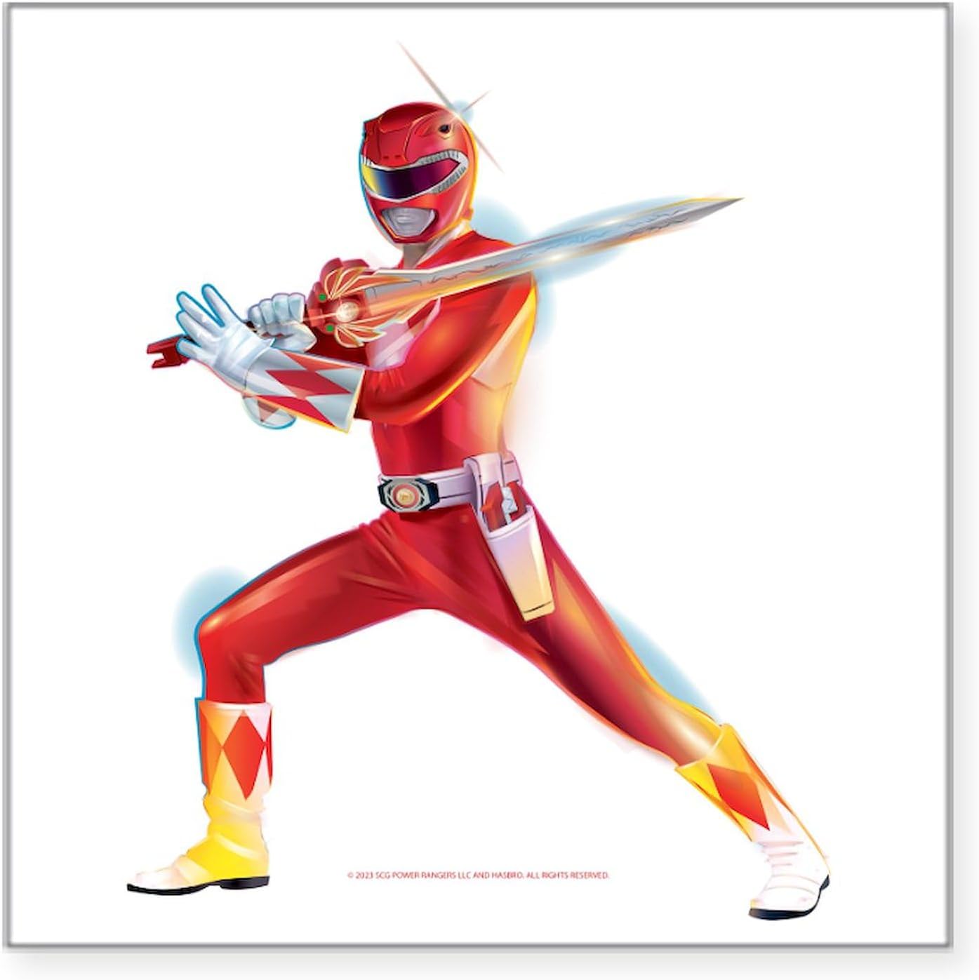 CafePress Power Rangers Red Ranger Pose Sticker Square Bumper Sticker Car Decal