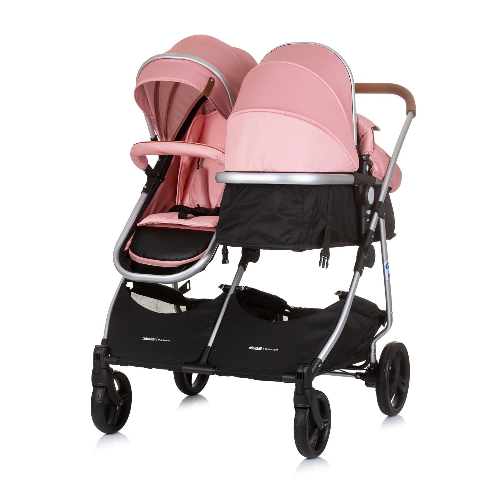 DUO SMART Poussette jumeaux ou enfants rapprochés largeur 79 cm Flamant rose sans cosy