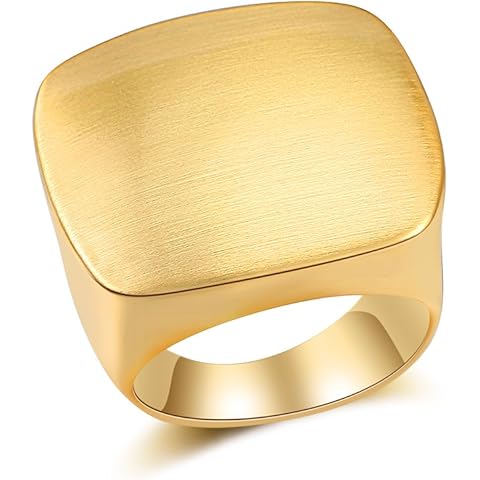 Aprilery Gold and Silver Rings for Women, Chunky Signet Statement Rings Gold Plated Band Ring Wide Metal Square Rings Cocktail Costume Jewelry for Her