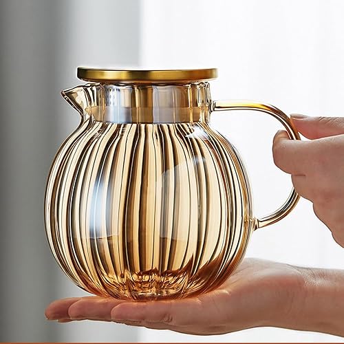 Miniatura 8 de Yarlung Paquete de 2 teteras de vidrio de 44 onzas, aptas para estufas, tetera de vidrio de borosilicato ámbar con tapa de filtro de acero