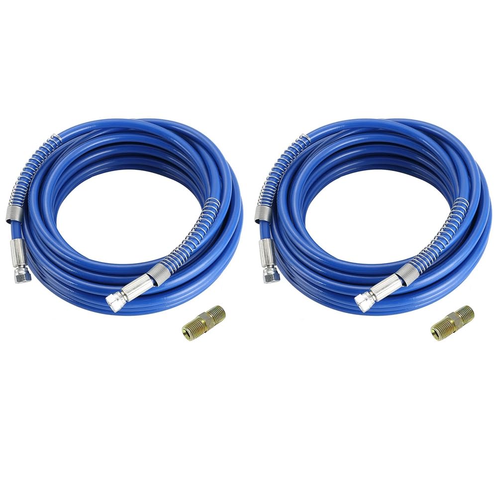 rieder 2 unidades 1/4 Airless manguera pulverizadora de color universal de alta presión manguera de fibra flexible 3300 PSI (25 pies, azul)