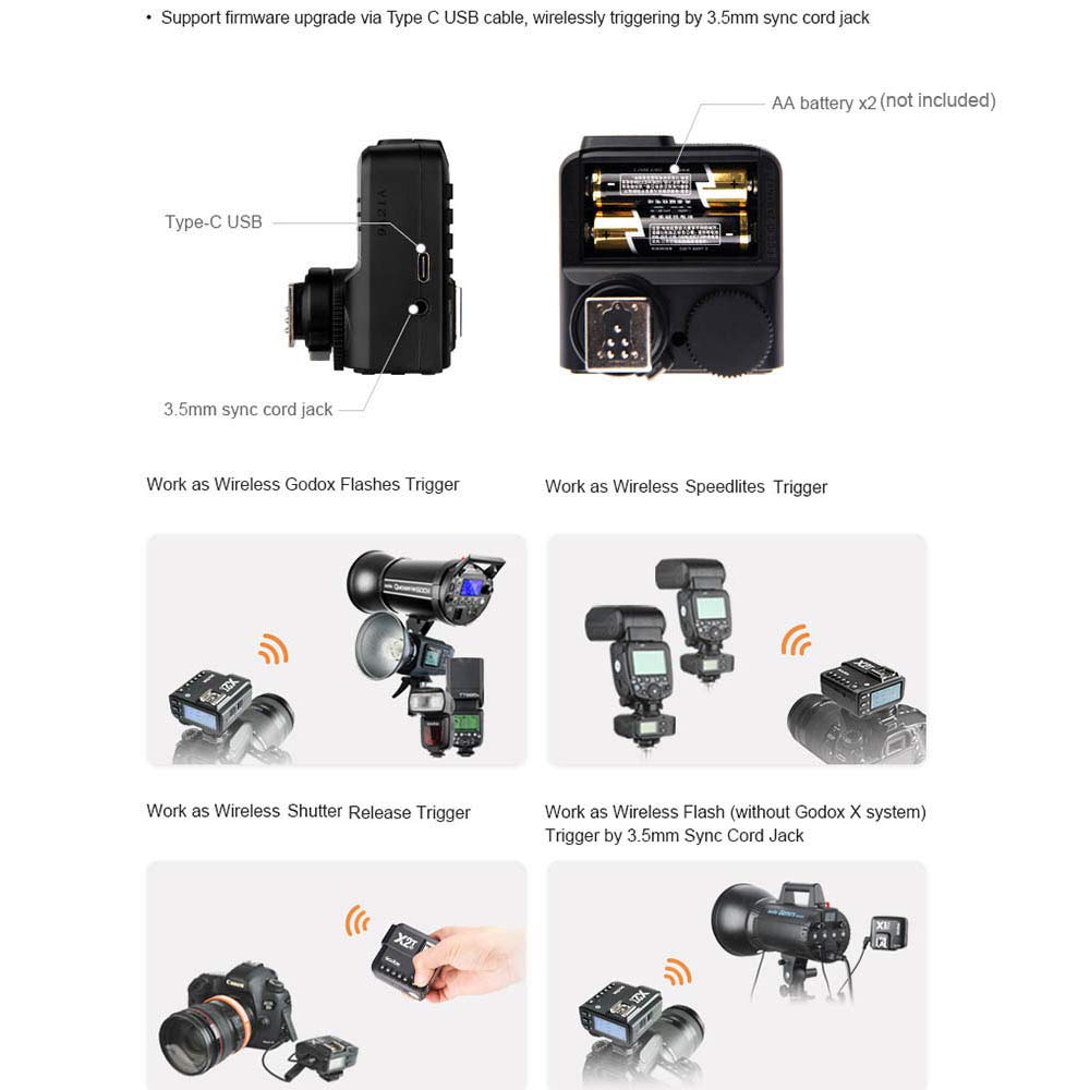 Godox X2T-P TTL bezprzewodowy wyzwalacz lampy błyskowej 1/8000s HSS 2,4G bezprzewodowa transmisja do Pentax K-1/645Z/K70/K50, Godox V1 TT350S AD200 AD200Pro, iPhone X/8/8, HUAWEI P20 Pro/Mate 10