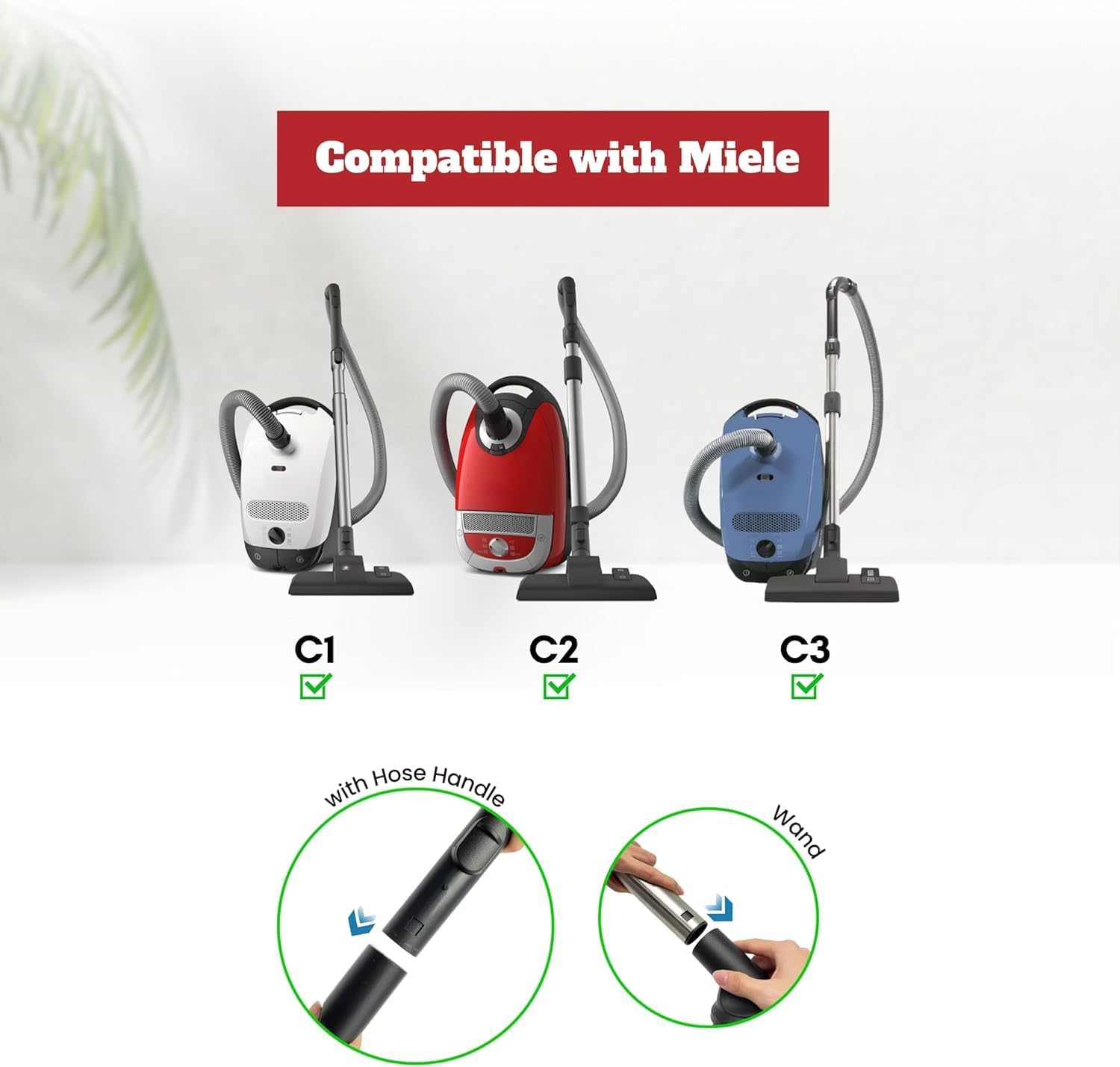 For Miele 35mm Vacuum Attachment Kit for Miele C1 C2 C3 Canister Vacuums – Horsehair Dusting Brush, Crevice Tool, Upholstery Tool, Flexible Hose Extension – Vacuum Cleaning Accessories for Home & Car