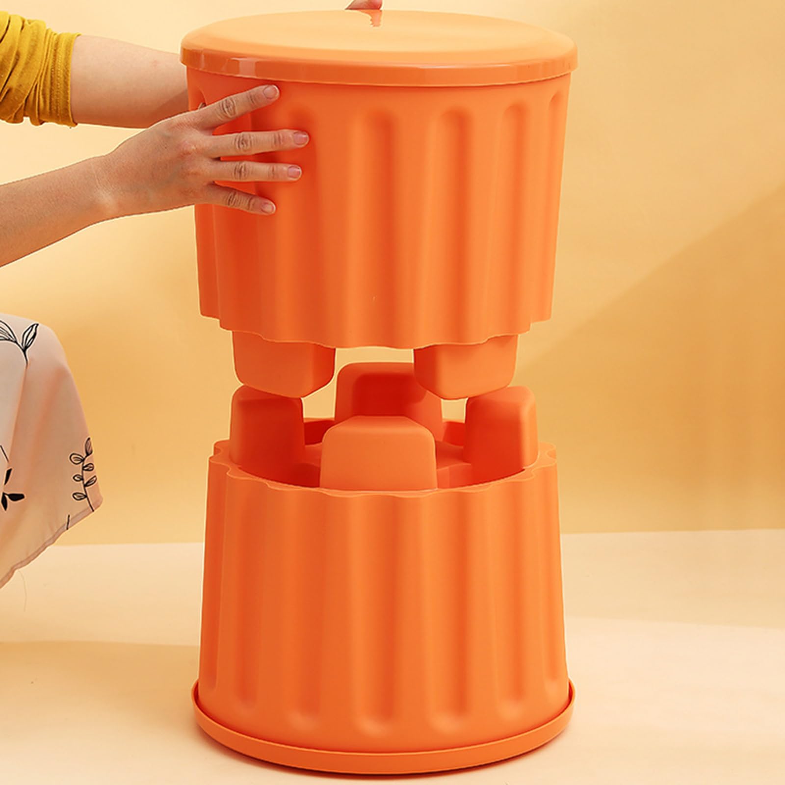 Gralara Pouf Contenitore 28 * 27.5 Cm, Ottomane per Camerette Realizzato in Pp Ispessito, Sgabello Contenitore per Porta, Cameretta Dei Bambini per Cambiare Le Scarpe Et Giocattoli, Balcone