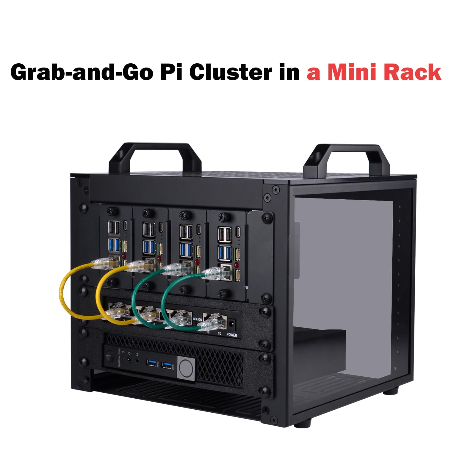 GeeekPi DeskPi RackMate T0 Plus, 4U 10 Zoll Serverschrank, 260 mm Tiefes Mini-Rack mit Regalboden & Blindplatte, für NAS, AV- & Netzwerktechnik (Schwarz)