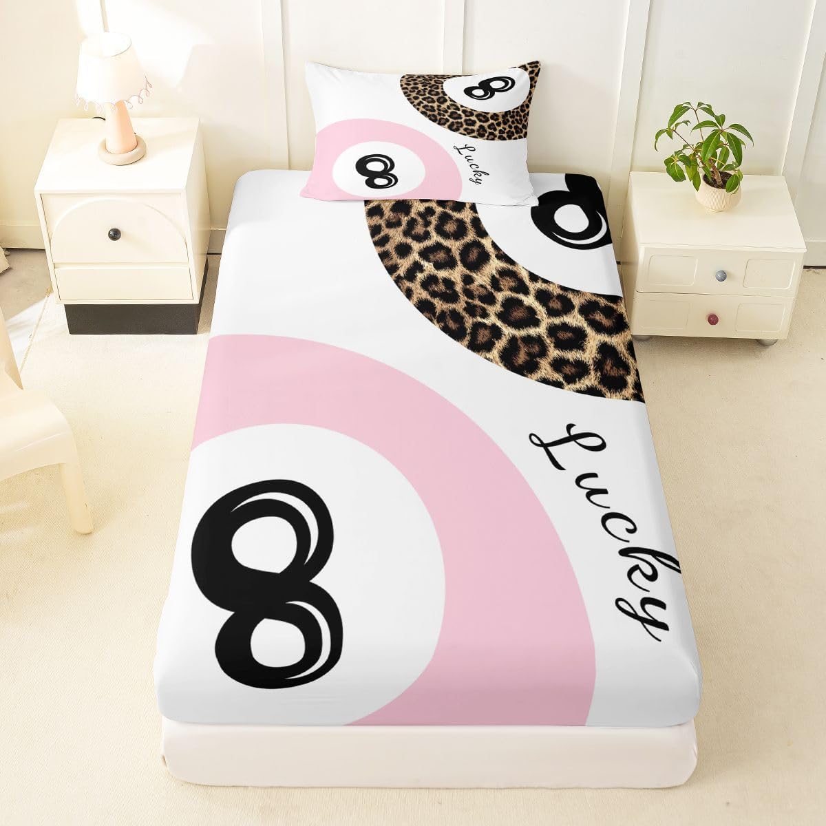 Castle Fairy Leopard Print Fitted Sheet Twin Size