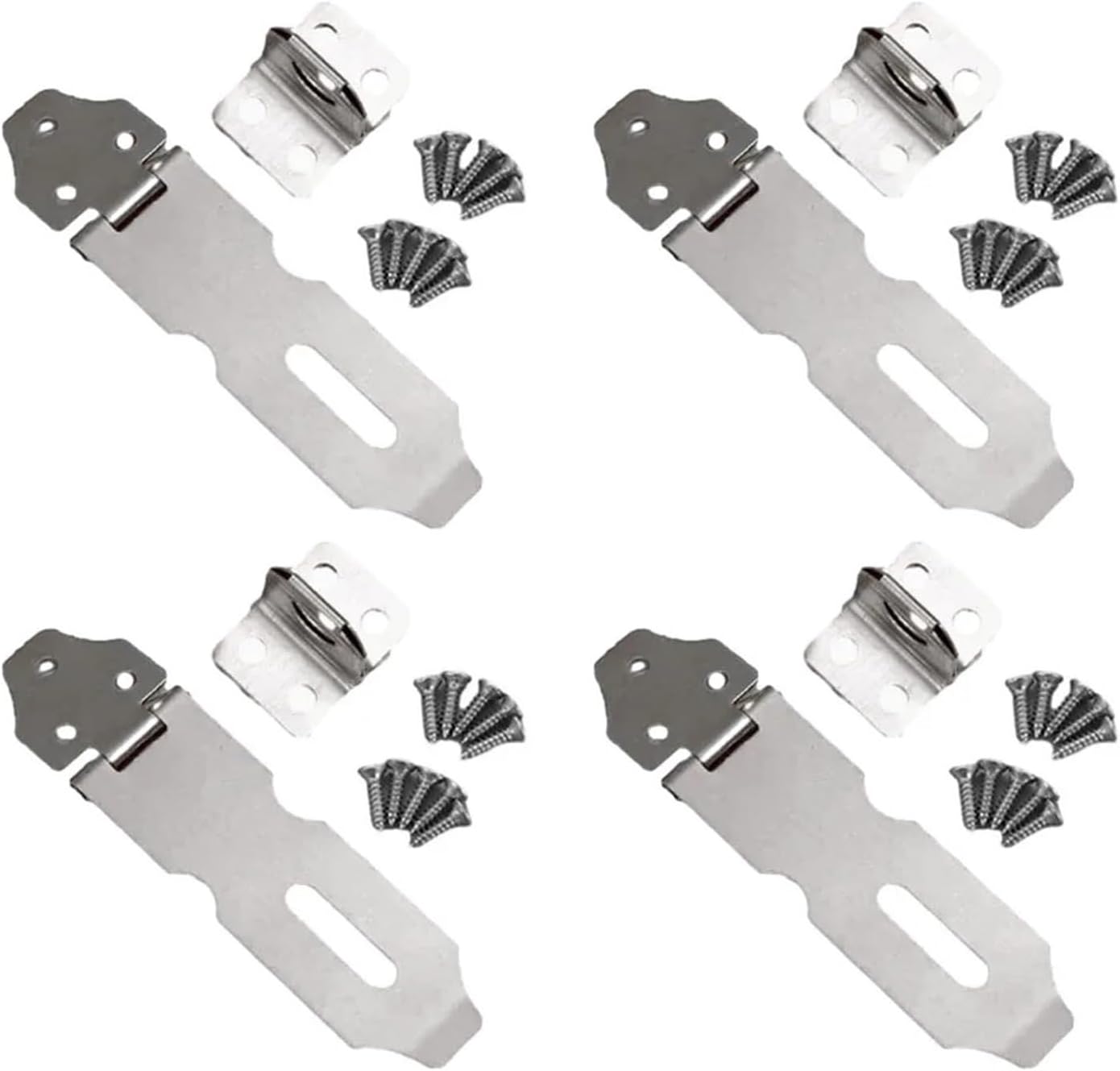 Latch Hinge Padlock, 4 Pcs Stainless Steel Door Padlock Hasp Folding 90 Degree Right Angle Silver 2-5 inches(4 inch)