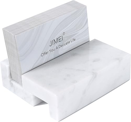 JIMEI Soporte para tarjetas de visita para escritorio elegante soporte para tarjetas de visita hecho de mármol blanco de Carrara soporte organizador