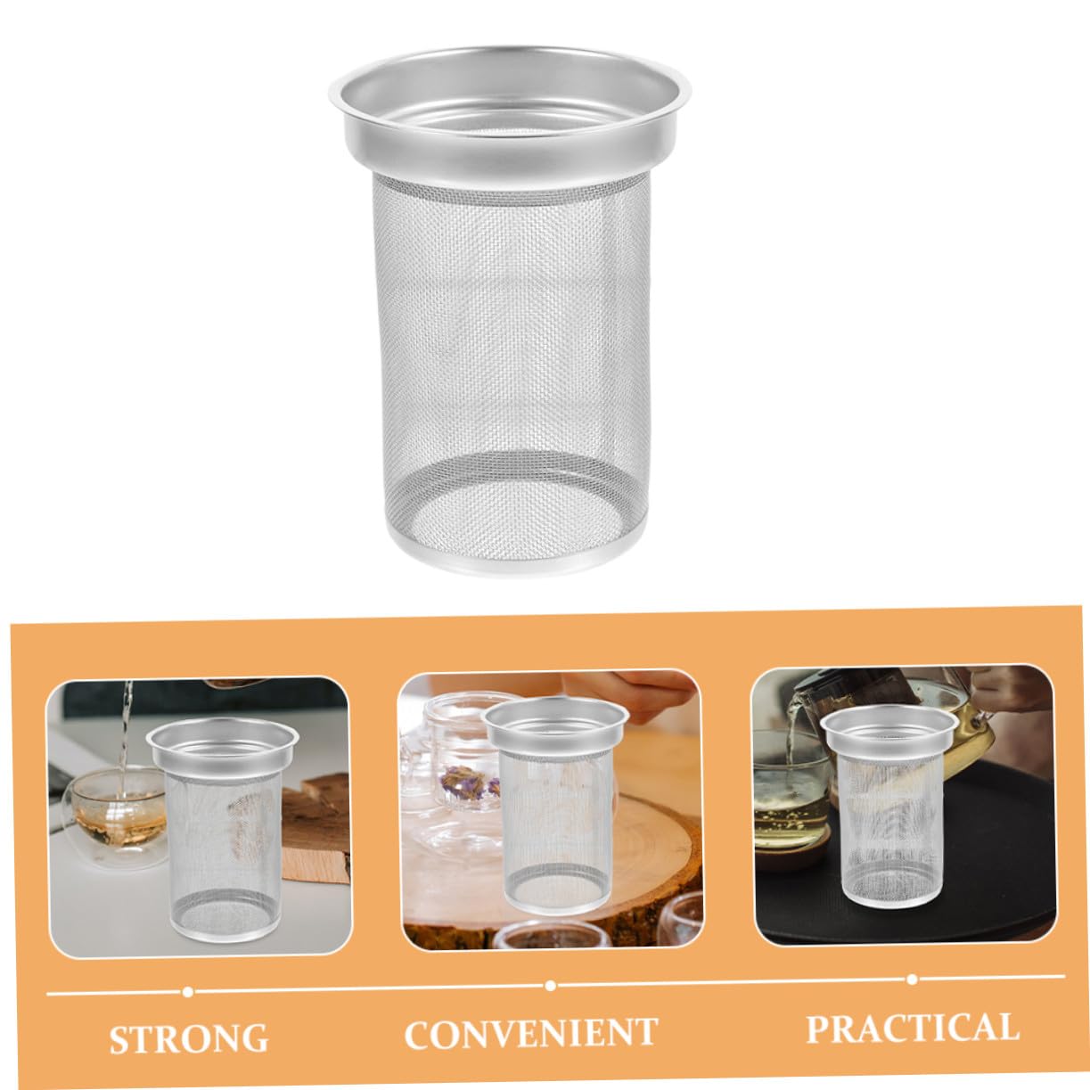 VILLCASE Filtre pour Théière en Acier Inoxydable 7,4 X 6,7 Cm Passoire à Thé Infuseur Réutilisable pour Thé en Vrac, Accessoire la Cuisine, Infusion Maison,
