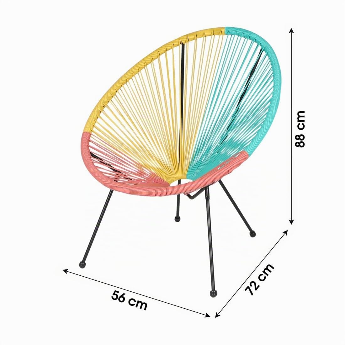 Fauteuil de jardin rond en résine coloris multicolore 56x88x72 cm