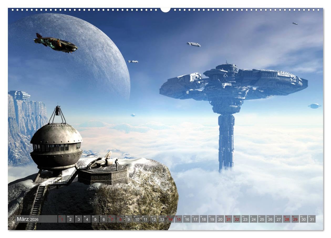 Wunderwelt Zukunft (Wandkalender 2026 DIN A2 quer), CALVENDO Monatskalender: Eine Bildgewaltige Reise in die Zukunft und zu fremden Welten. Ein ... Fan von Science Fiction. (CALVENDO Kunst)