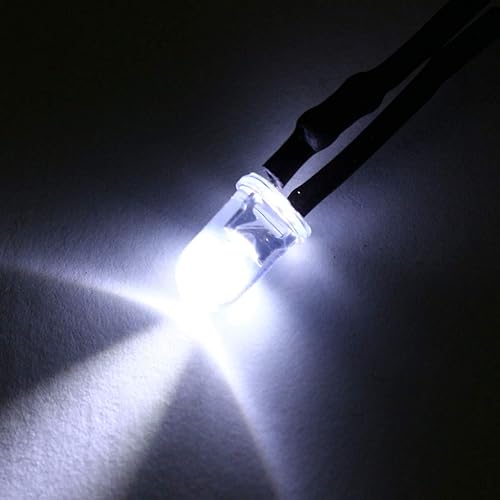 Miniatura 4 de uxcell 5pcs 0.197 in pre cableado LED, blanco DC24V lente transparente, diodos emisores de luz