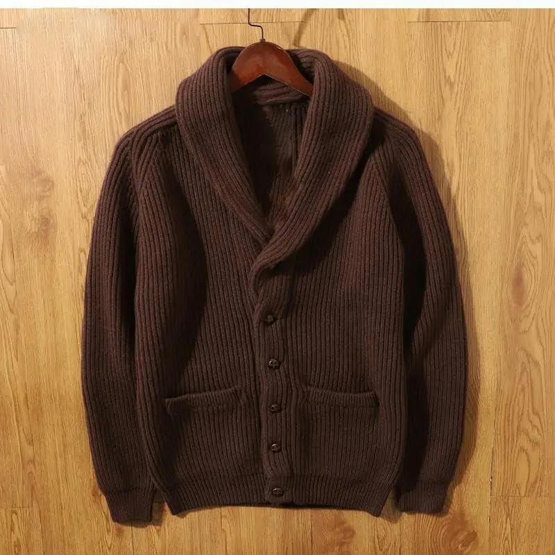 Japanese Warm Thickened Lapel Knitted Cardigans Loose Casual High Street Knitted Sweaters Men Tops Clothes3