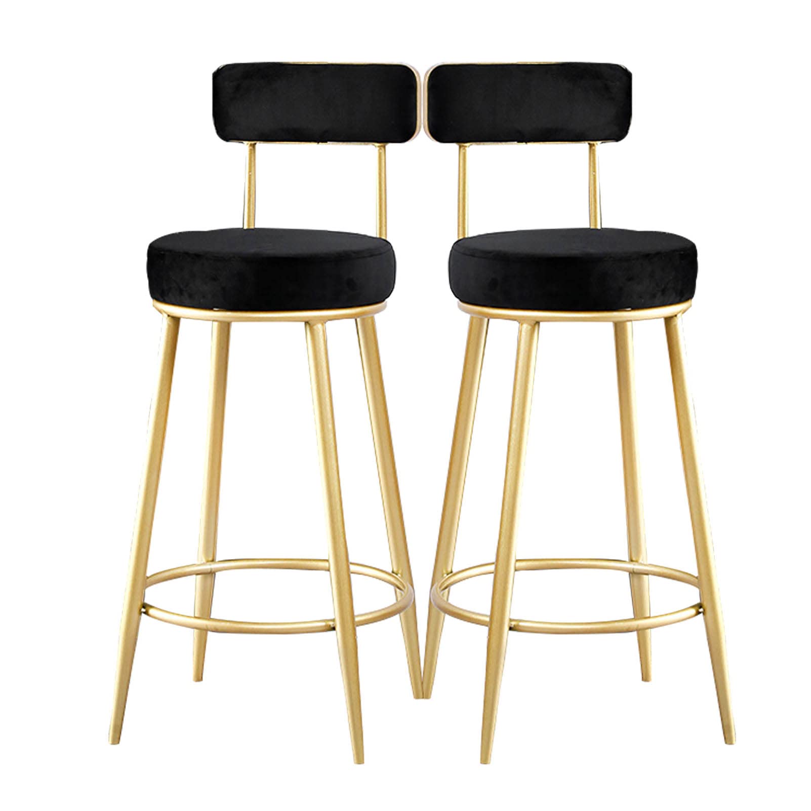 Chaises de bar velours 65cm haut de gamme et structure métal fixe