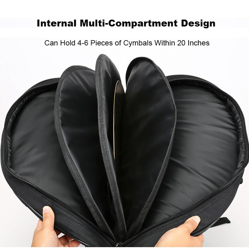 Bolsa para platillos de 20 ", Estuche para platillos de Tela Oxford, Accesorios para Instrumentos Gruesos, diseño Interno de múltiples Compartimentos, para platillos de hasta 20 Pulgadas