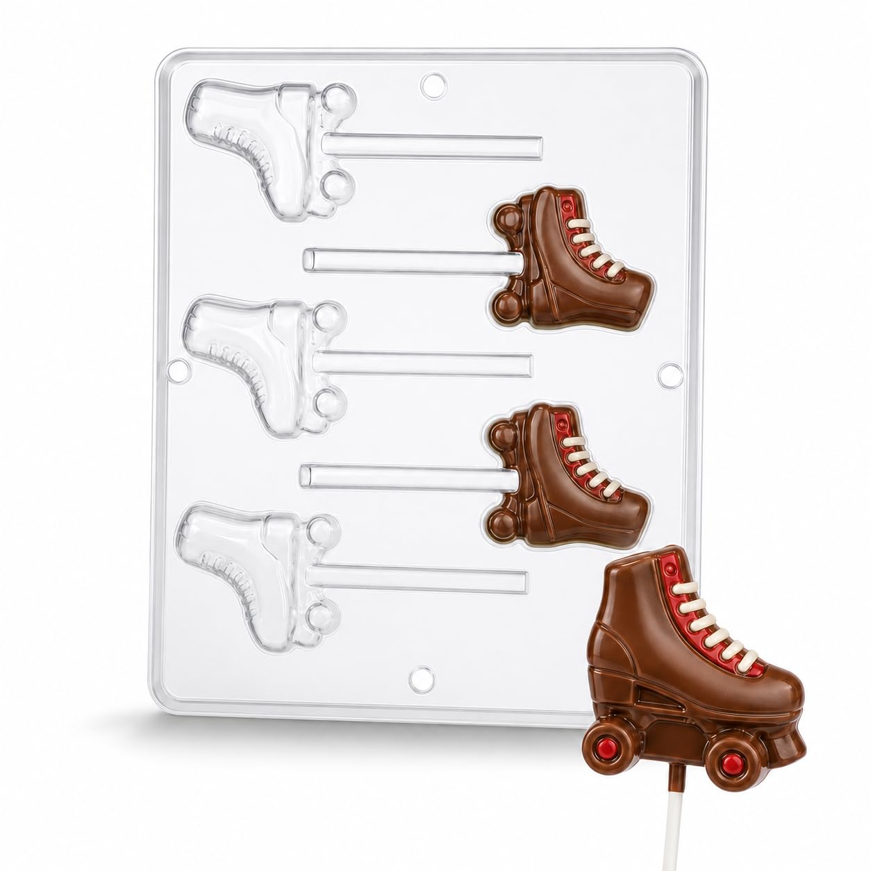 Roller Skate Lollipop Chocolate Candy Mold 212-5 Cavities, 2.5" Each Piece-image-29
