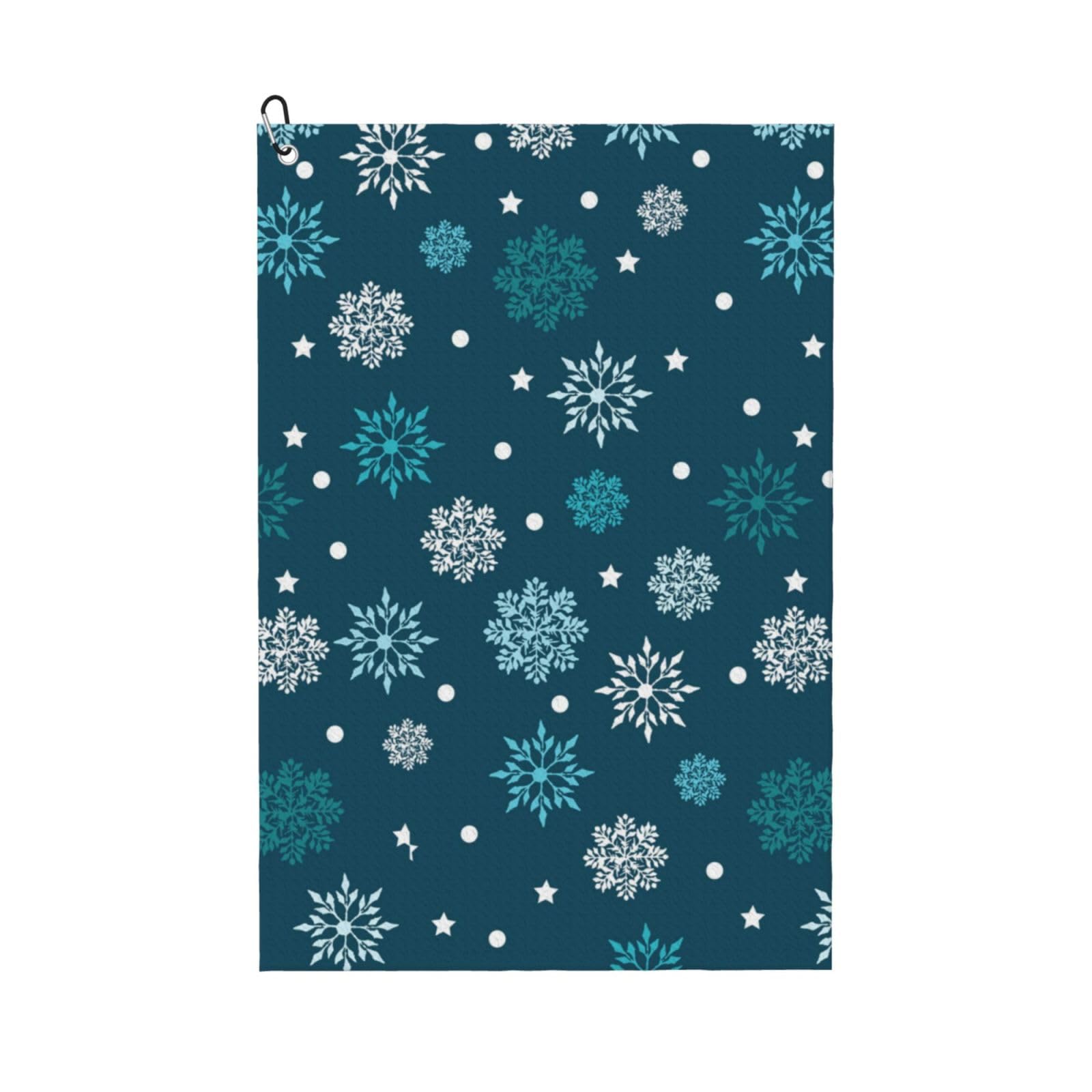 Hnnkloy Snowflakes Blue, 16x24 in Portable Waffle Golf Towels with Carabiner Clip for Golf Bag