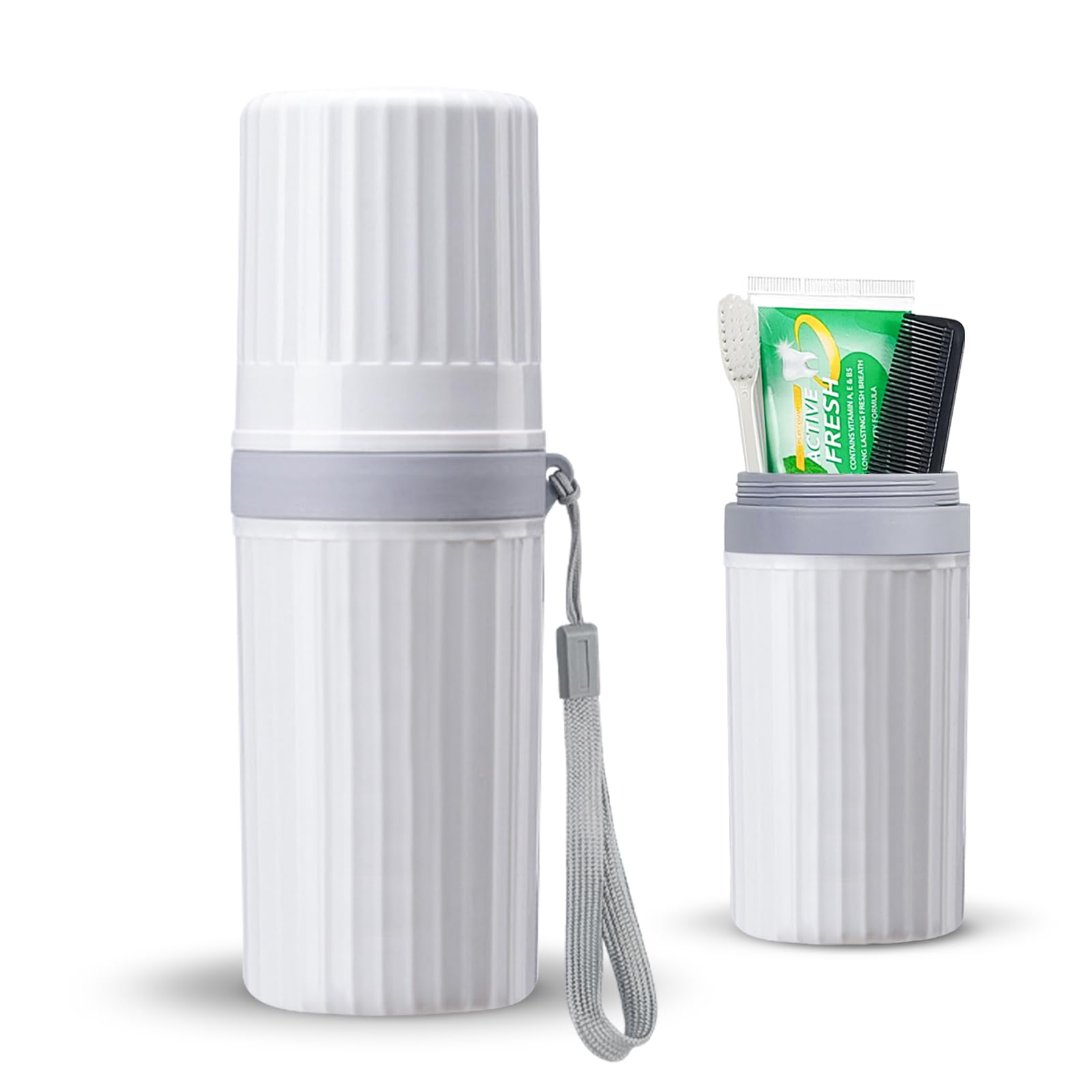 LIKAJON Toothbrush Travel Case, Grey Travel Toothbrush Cup Holder for Toothbrush and Toothpaste, Portable Travel Toothbrush Container for Traveling