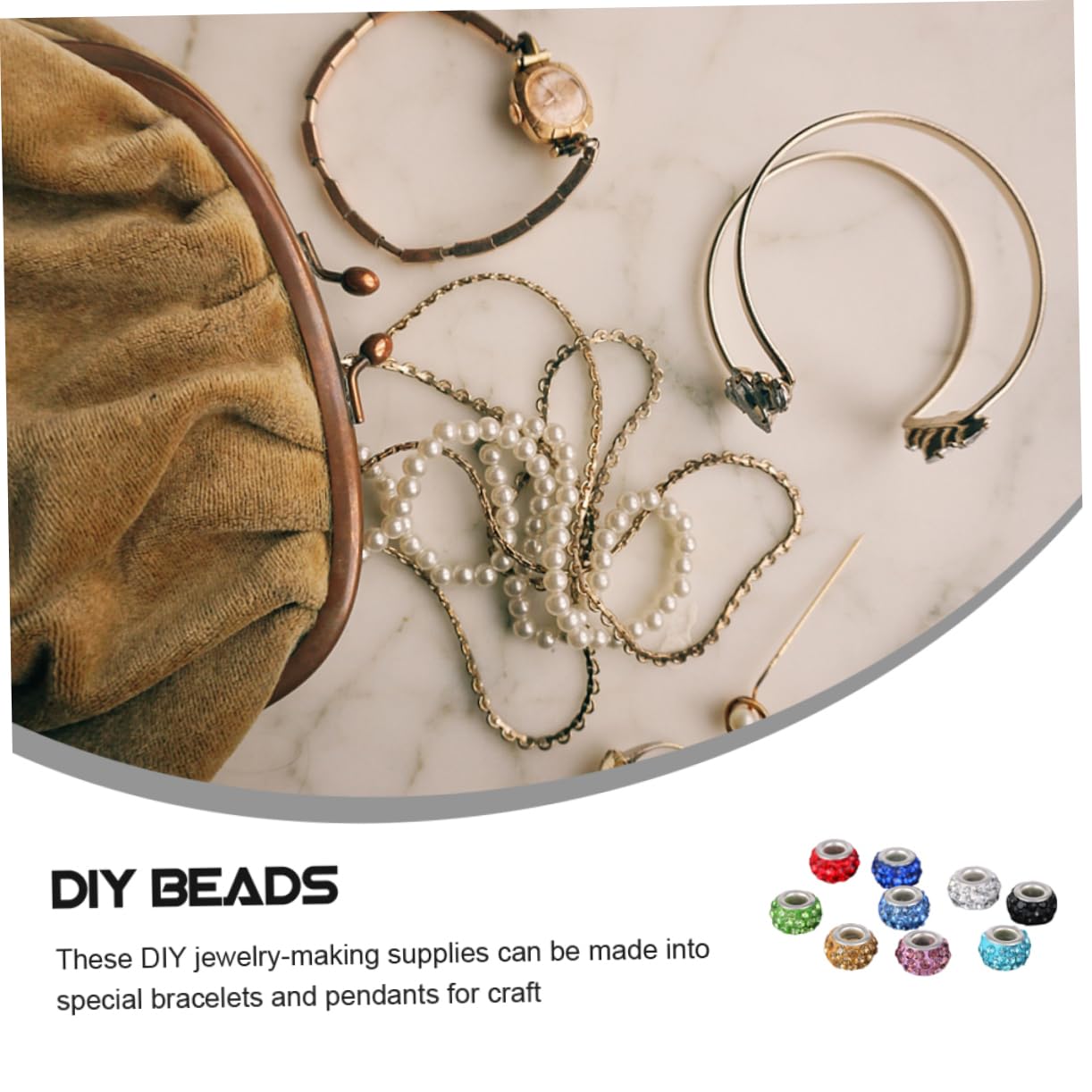 Cuentas Sueltas de Joyería DIY Agujero Grande, 200 Piezas