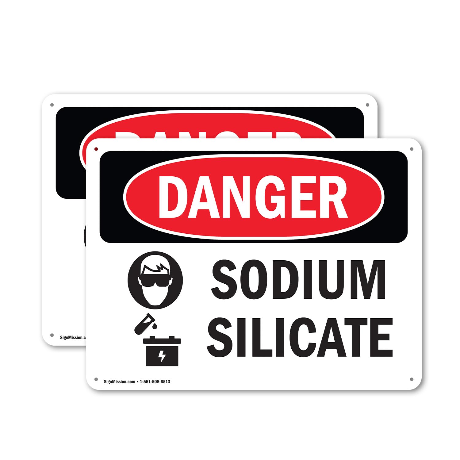 Photo 1 of (2 Pack) Sodium Silicate OSHA Danger Sign 10 Inch X 7 Inch Plastic Sign, Weather Resistant, UV Protected for Workplace, Business, and Construction Site, Made in the USA