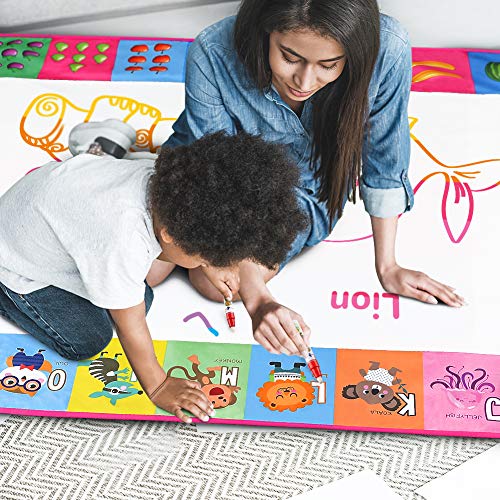 Water Doodle Mat - Kids Painting Writing Doodle Toy Board - Color Doodle Drawing Mat Bring Magic Pens Educational Toys For Age 3 4 5 6 7 8 9 10 11 12 Year Old Girls Boys Age Toddler Gift (Pink) #TOP5