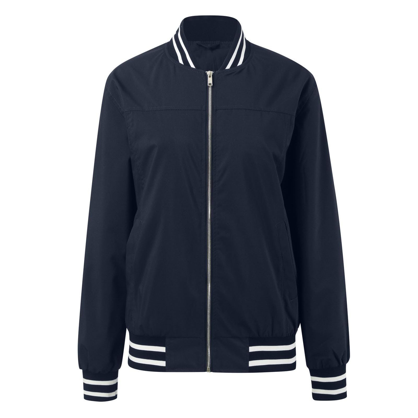 Genérico Chaqueta Mujer Deporte Cremallera, Abrigo Primavera Mujer, Ligera De Manga Larga con Cremallera Abrigo Acolchado Informal De Un Solo Color con 2 Bolsillos Entretiempo Primavera Otoño
