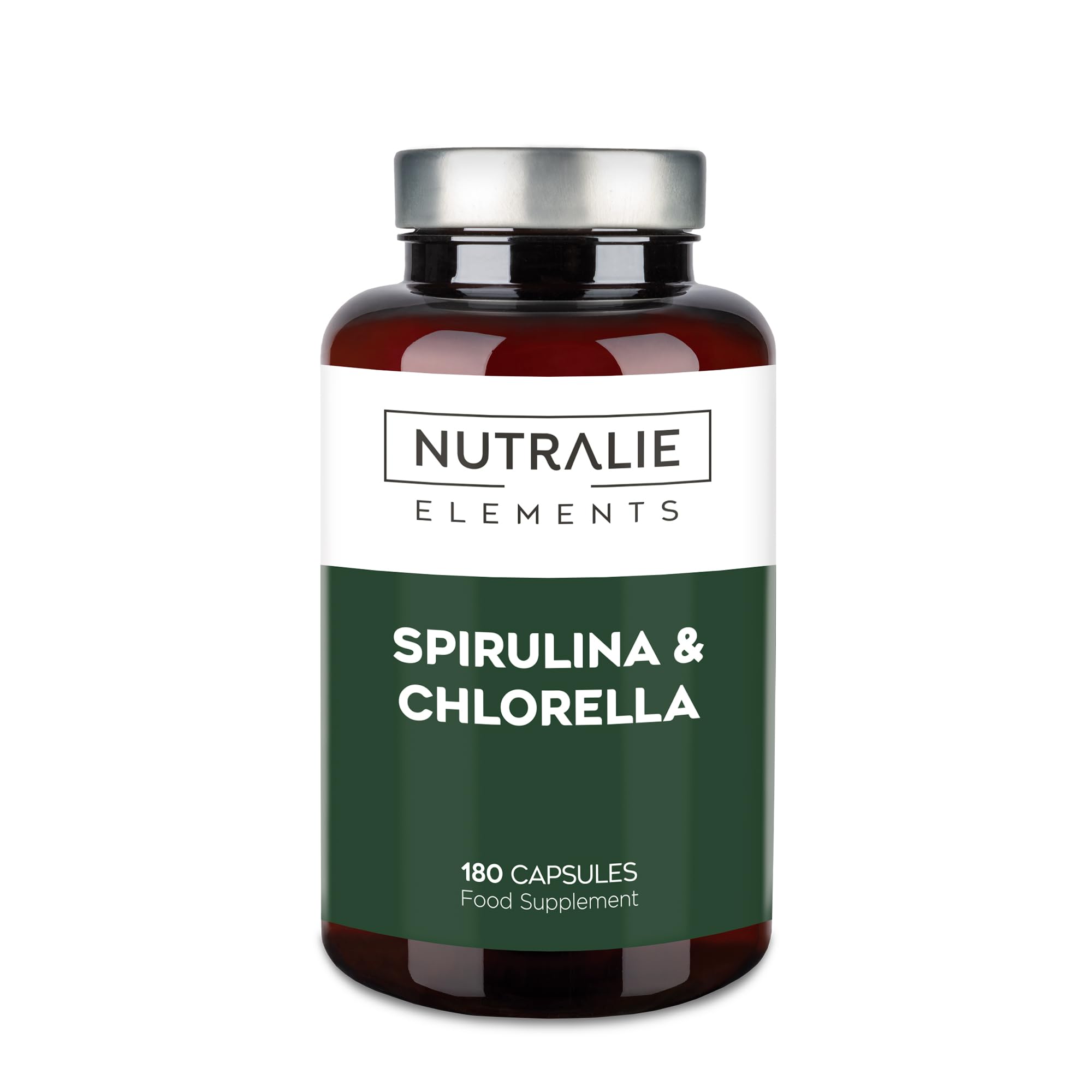 Spirulina and Chlorella 1800mg - Bioavailable and Vegan - 180 Spirulina Chlorella Algae Capsules - 180 Vegan Capsules Nutralie