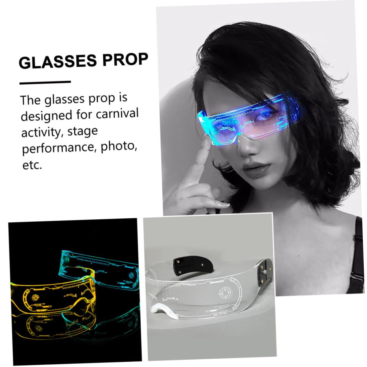 GALPADA 3pares Gafas Luminiscentes Led Para Fiestas Accesorio Creativo De Fiesta Para Adultos Para Discotecas y Celebraciones Nocturnas