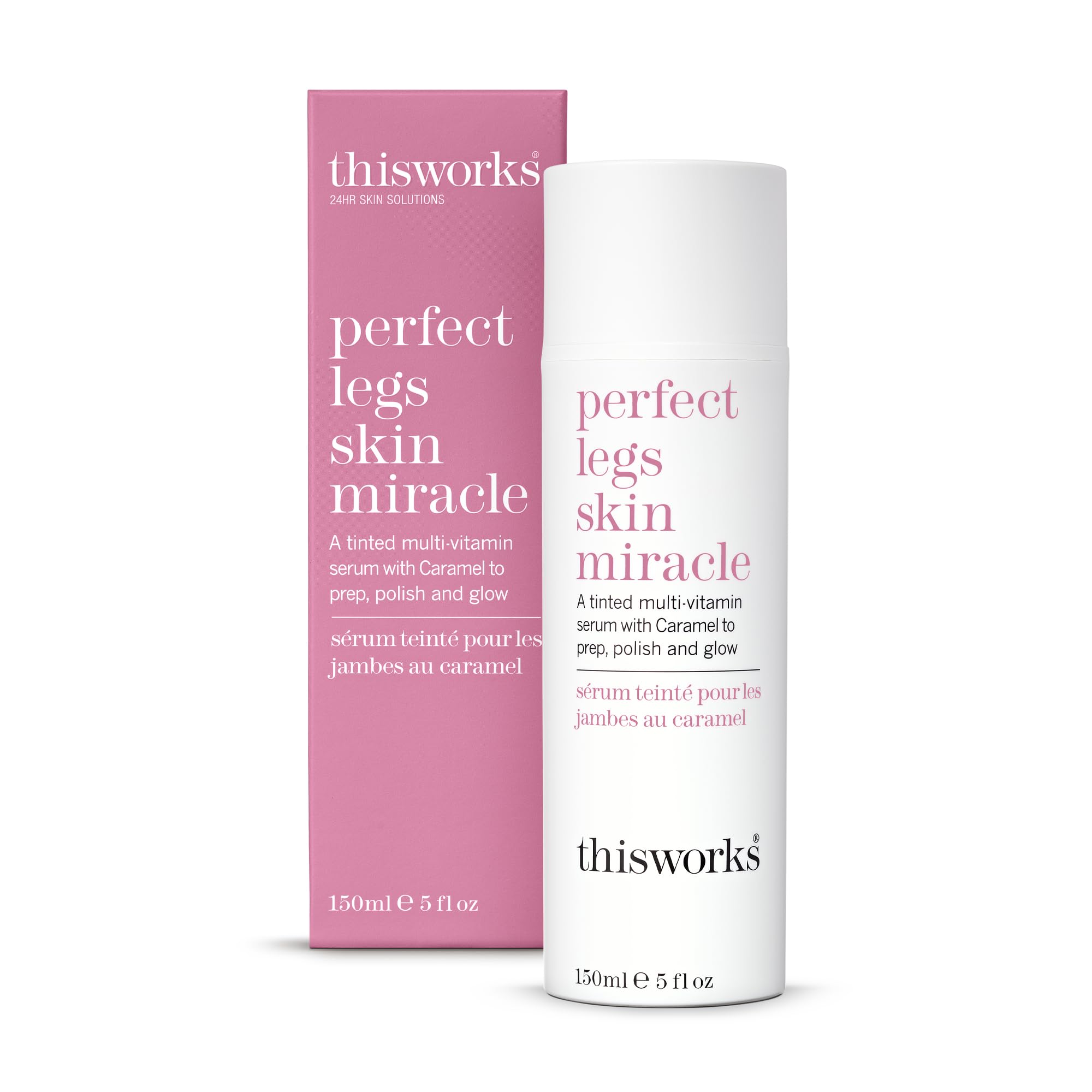 This Works Perfect Legs Skin Miracle, 150 ml – wzbogacone w multiwitaminy serum do wszystkich odcieni skóry – z witaminą C, karmelem i arniką przeciwko nierównomiernemu kolorytowi skóry