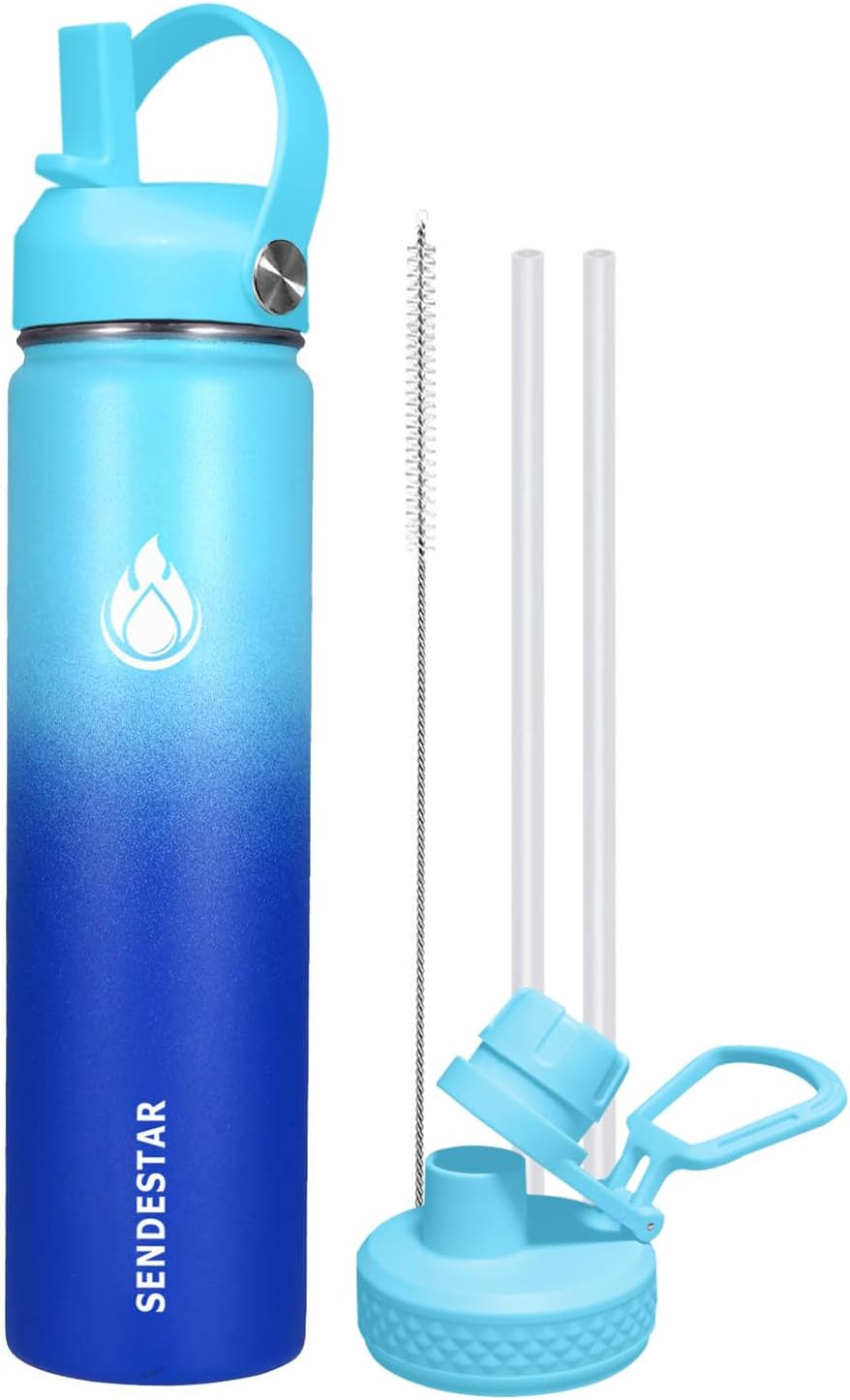 SENDESTAR XIN-MC-0750-1 – Botella de agua de boca ancha de acero inoxidable de 24 onzas con aislamiento al vacío de doble pared a prueba de fugas
